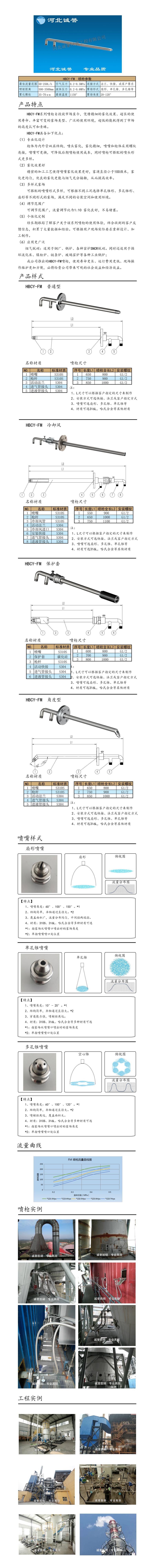 為您提供HBCY-FM-脫硝噴槍保護套、噴槍參數、材質尺寸介紹，流量分布圖、扇形空心錐俯視圖介紹，以及霧化視頻介紹，更多詳細內容盡在河北誠譽！